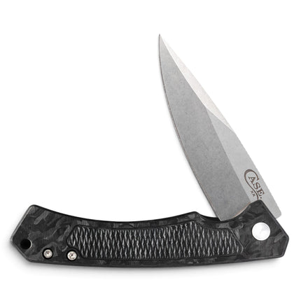 Razor Sharp AZ Case Marilla folding knife with stonewashed S35VN drop point blade and textured black G-10 handle