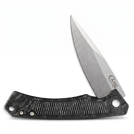 Razor Sharp AZ Case Marilla folding knife with stonewashed drop point blade and textured black G-10 handle inlay