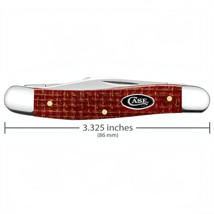 Razor Sharp AZ Case Medium Stockman pocket knife with a smooth dark red burlap Micarta handle and carbon steel blades.