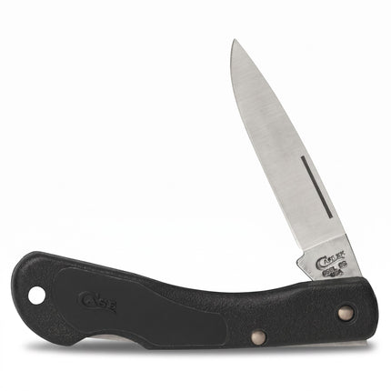 Razor Sharp AZ Case Mini Blackhorn pocket knife with a black synthetic handle and locking stainless steel drop point blade