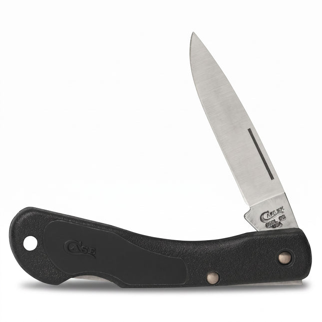 Razor Sharp AZ Case Mini Blackhorn pocket knife with a black synthetic handle and locking stainless steel drop point blade