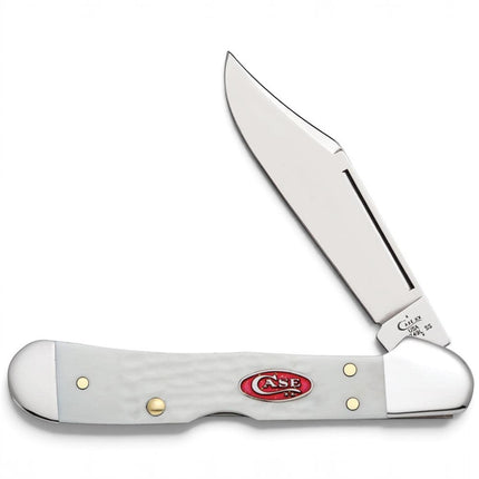 Razor Sharp AZ Case SparXX Mini CopperLock pocket knife with a white jigged synthetic handle and mirror-polished blade