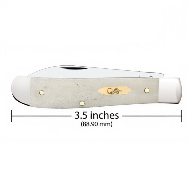 Razor Sharp AZ Case Mini Trapper knife with smooth natural bone handle, brass shield, and polished nickel bolsters.