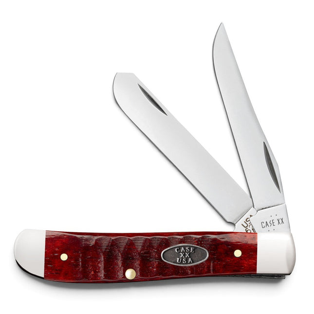 Razor Sharp AZ Case Gator Jigged Old Red Bone Mini Trapper knife with two polished stainless steel blades