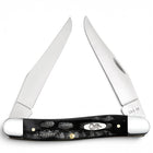 Razor Sharp AZ Case Muskrat pocket knife with jigged black buffalo horn handle and two mirror-polished clip blades