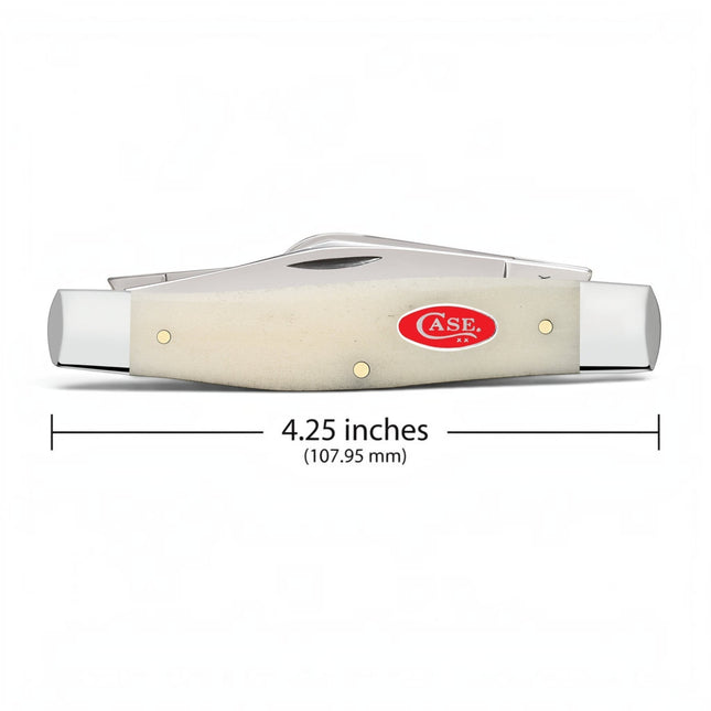 Razor Sharp AZ Case Smooth Natural Bone Large Stockman folding knife with red oval shield and stainless steel blades
