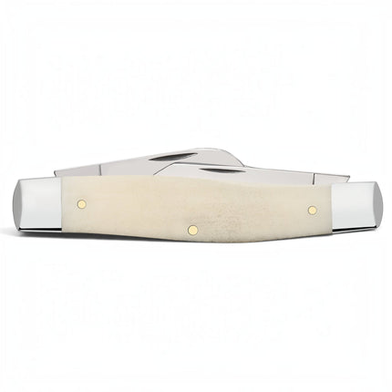 Razor Sharp AZ Case Smooth Natural Bone Large Stockman folding knife with three mirror-polished stainless steel blades