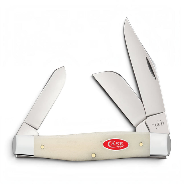 Razor Sharp AZ Case Smooth Natural Bone Large Stockman folding knife with three mirror-polished stainless steel blades