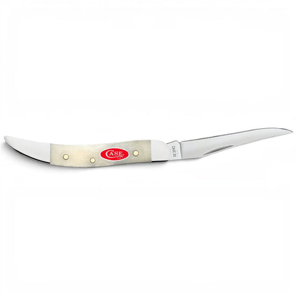Razor Sharp AZ Case Smooth Natural Bone Small Texas Toothpick pocket knife with a mirror-polished stainless clip blade