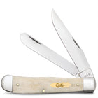 Razor Sharp AZ Case Smooth Natural Bone Trapper knife with mirror-polished stainless steel clip and spey blades.