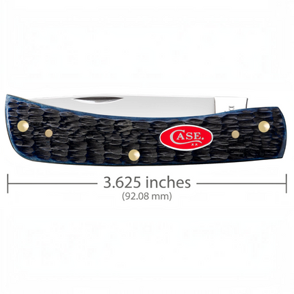 Razor Sharp AZ Case Sod Buster Jr knife with navy blue Rogers jig bone handle and red Case oval shield
