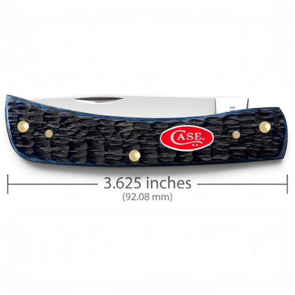 Razor Sharp AZ Case Sod Buster Jr knife with navy blue Rogers jig bone handle and red Case oval shield