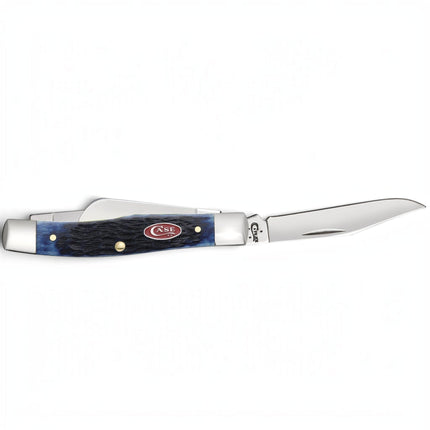 Razor Sharp AZ Case Rogers Jig navy blue bone handle medium Stockman pocket knife with polished stainless steel blade