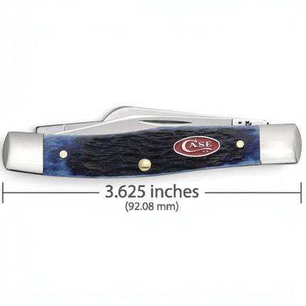 Razor Sharp AZ Case Rogers Jig navy blue bone handle medium Stockman pocket knife with nickel silver bolsters