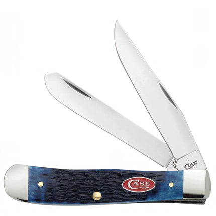 Razor Sharp AZ Case Rogers Jig Navy Blue Bone Trapper knife with two mirror-polished stainless steel blades