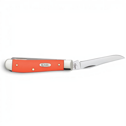 Razor Sharp AZ Case Smooth Orange Synthetic Mini Trapper pocket knife with a high-visibility handle and steel blade.