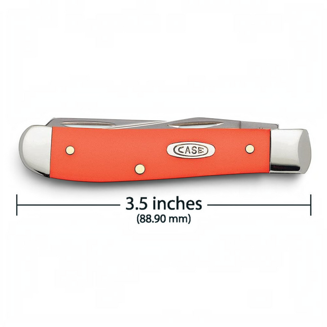 Razor Sharp AZ Case Smooth Orange Synthetic Mini Trapper pocket knife with two stainless steel blades and 3.5 inch size