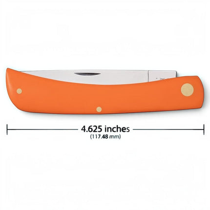 Razor Sharp AZ Case Orange Synthetic Sod Buster folding knife with a 4.625-inch closed length and stainless steel blade