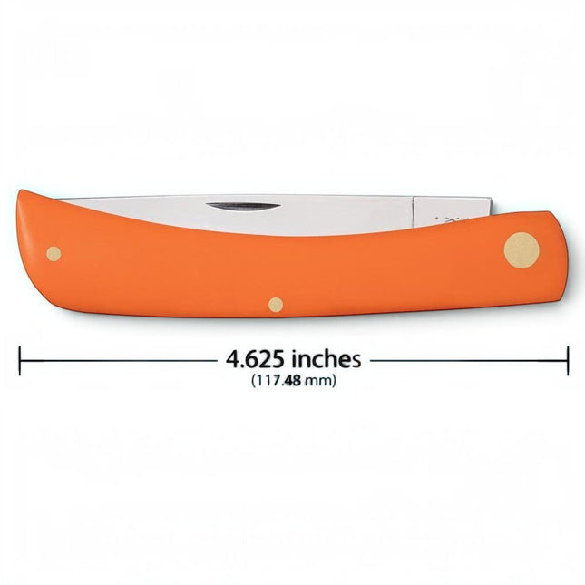 Razor Sharp AZ Case Orange Synthetic Sod Buster folding knife with a 4.625-inch closed length and stainless steel blade