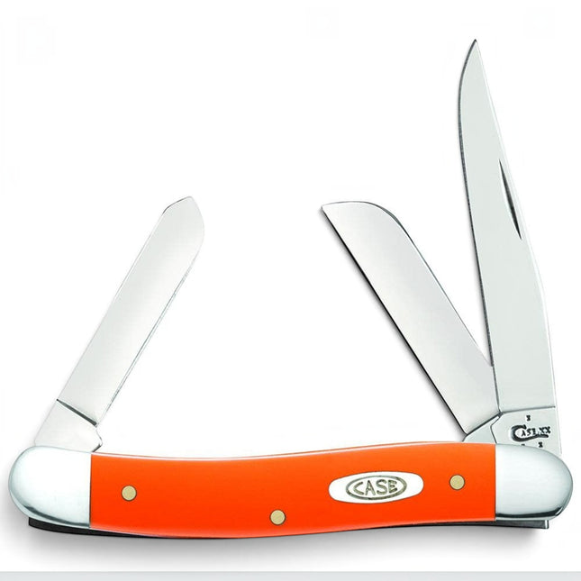 Razor Sharp AZ Case Smooth Orange Synthetic Medium Stockman knife with three mirror-polished stainless steel blades