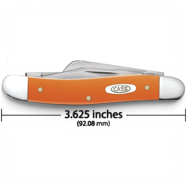 Razor Sharp AZ Case Smooth Orange Synthetic Medium Stockman folding knife with three stainless steel blades
