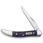 Razor Sharp AZ Case Small Texas Toothpick knife with a red, white, and blue Patriotic Kirinite handle and clip blade.