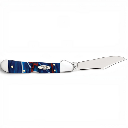 Razor Sharp AZ Case Patriotic Kirinite Mini CopperLock pocket knife with red white and blue handle and locking blade