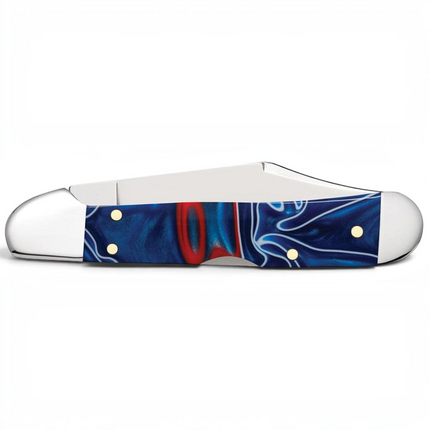 Razor Sharp AZ Case Patriotic Kirinite Mini CopperLock pocket knife with red, white, and blue handle and steel blade