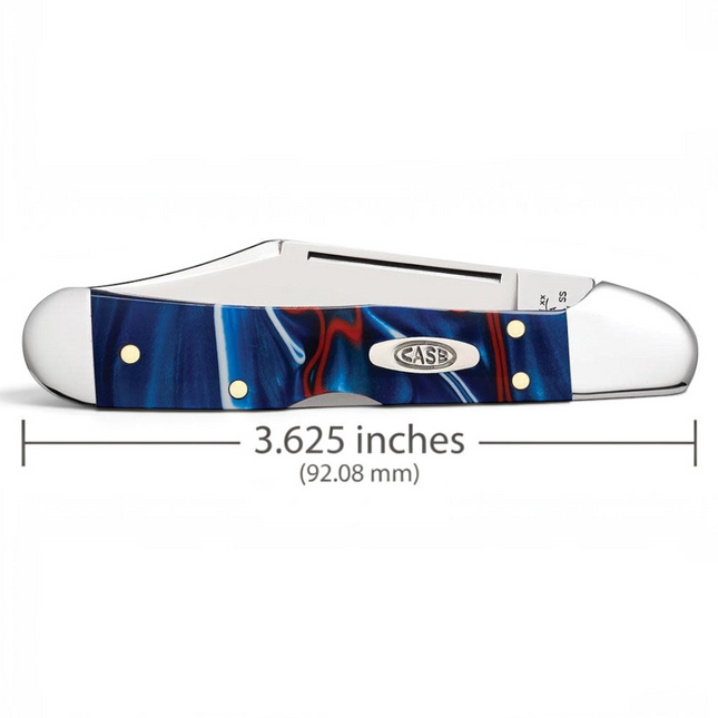 Razor Sharp AZ Case Patriotic Kirinite Mini CopperLock pocket knife with red, white, and blue handle and steel blade