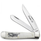 Razor Sharp AZ Case Psalm 23 Trapper knife with smooth natural bone handle and mirror-polished stainless steel blades