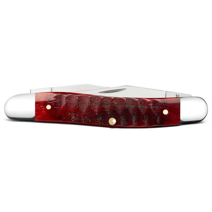 Razor Sharp AZ Case Gator Jigged Old Red Bone Muskrat folding knife with mirror-polished stainless steel clip blades