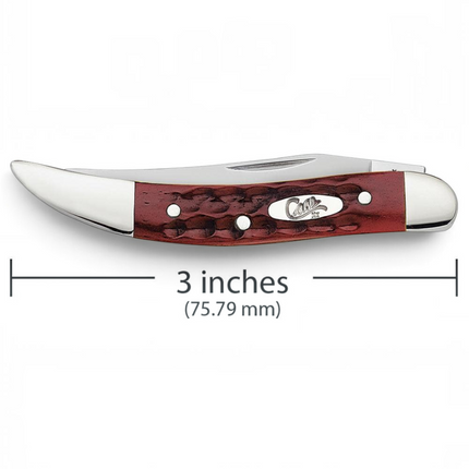 Razor Sharp AZ Case Pocket Worn Old Red Bone Small Texas Toothpick knife with a 3-inch closed length and clip blade.