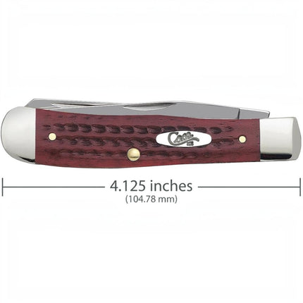 Razor Sharp AZ Case Pocket Worn Old Red Bone Trapper knife with corn cob jigged handle and stainless steel blades