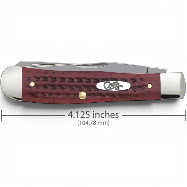 Razor Sharp AZ Case Pocket Worn Old Red Bone Trapper knife with corn cob jigged handle and stainless steel blades