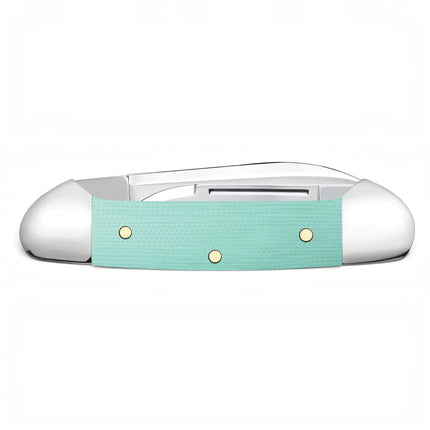 Razor Sharp AZ Case Baby Butterbean folding knife with smooth seafoam green G-10 handle and polished steel bolsters