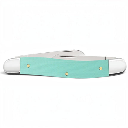 Razor Sharp AZ Case Smooth Seafoam Green G-10 Medium Stockman pocket knife with polished stainless steel bolsters
