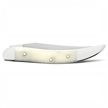 Razor Sharp AZ Case Small Texas Toothpick knife with a smooth natural bone handle and mirror-polished steel blade