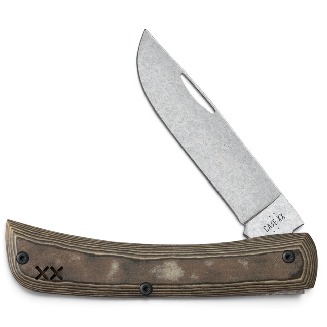 Razor Sharp AZ Case Crossroads XR Sod Buster Jr pocket knife with stonewashed S35VN blade and Luna Richlite handle