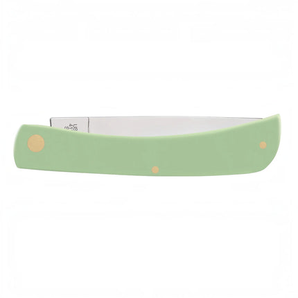 Razor Sharp AZ Case Sod Buster folding knife with a mint green synthetic handle and mirror-polished steel blade.
