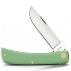 Razor Sharp AZ Case Sod Buster Jr. folding knife with a mint green synthetic handle and mirror-polished steel blade.
