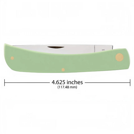Razor Sharp AZ Case Sod Buster folding knife with a mint green synthetic handle and mirror-polished stainless blade.