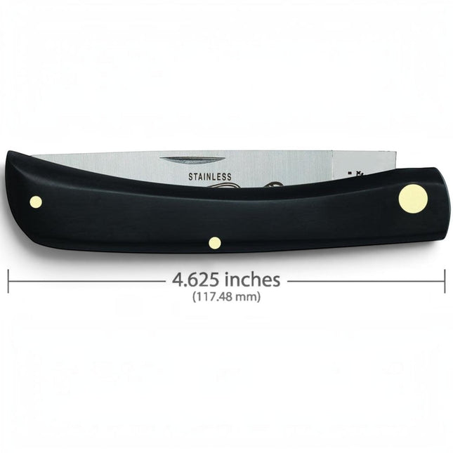 Razor Sharp AZ Case Sodbuster folding pocket knife with a black synthetic handle and mirror-polished stainless blade