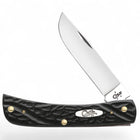 Razor Sharp AZ Case Sod Buster Jr pocket knife with black jigged synthetic handle and polished clip-point blade.