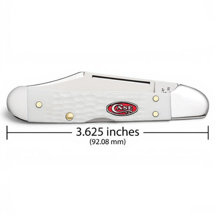 Razor Sharp AZ Case SparXX Mini CopperLock pocket knife with a white jigged synthetic handle and red shield