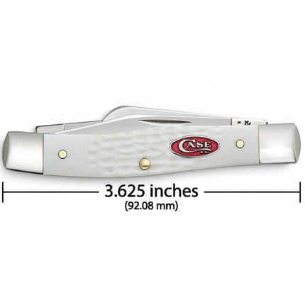 Razor Sharp AZ Case SparXX Medium Stockman pocket knife with white jigged synthetic handle and red shield logo