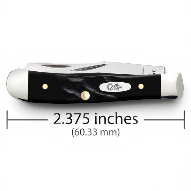 Razor Sharp AZ Case Rough Black jigged synthetic Tiny Trapper pocket knife with two stainless steel blades