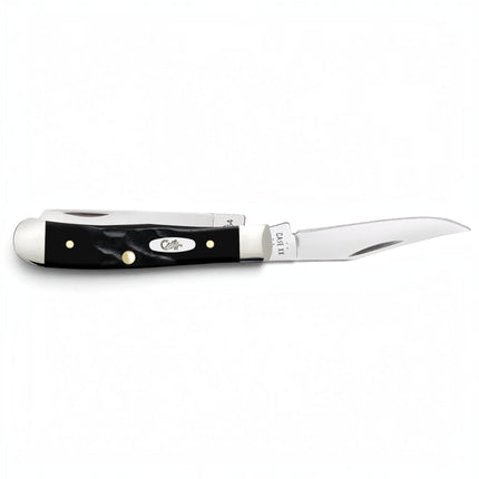 Razor Sharp AZ Case Rough Black jigged synthetic Tiny Trapper pocket knife with mirror-polished stainless steel blade