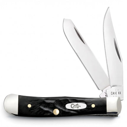 Razor Sharp AZ Case Rough Black Jigged Synthetic Tiny Trapper pocket knife with two mirror-polished steel blades