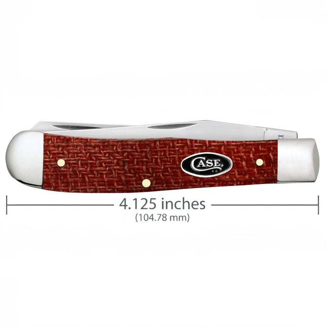 Razor Sharp AZ Case Trapper knife with dark red burlap Micarta handle and mirror-polished carbon steel blades
