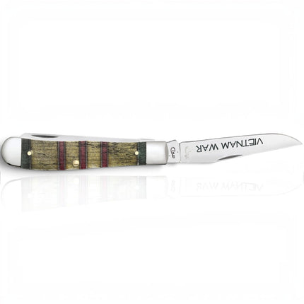 Razor Sharp AZ Case Vietnam War commemorative trapper knife with smooth natural bone handle and stainless steel blade